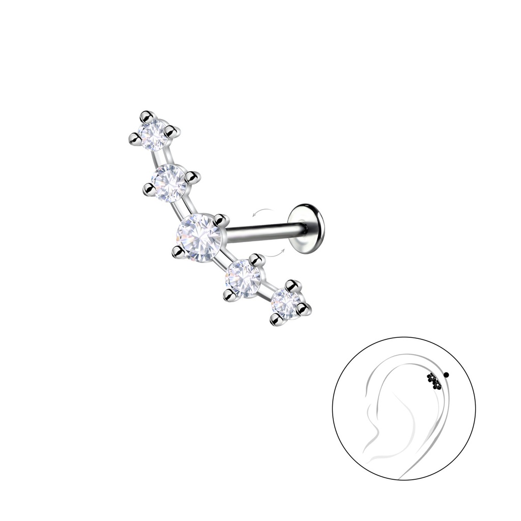 [10034784] Silver Geometric with Titanium Labret (1.2X6 mm)