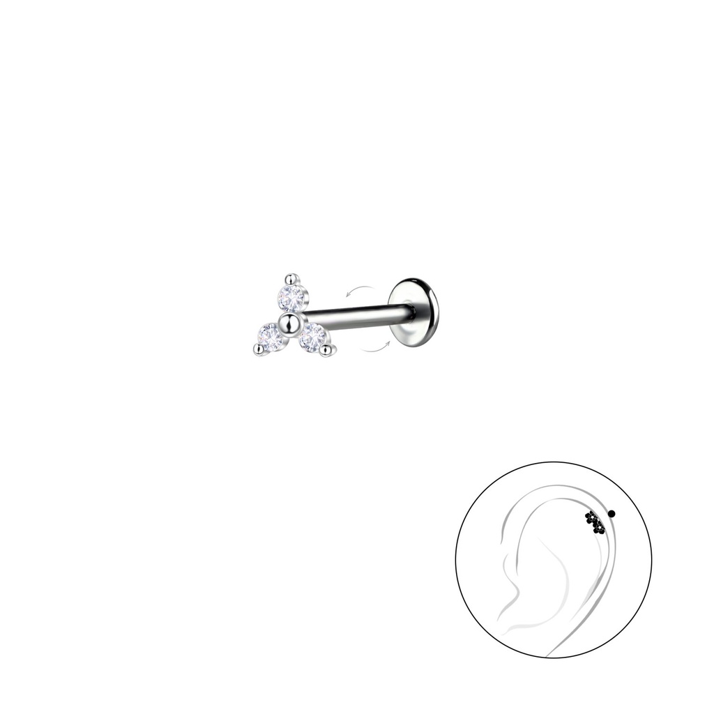 Silver Geometric with Titanium Labret