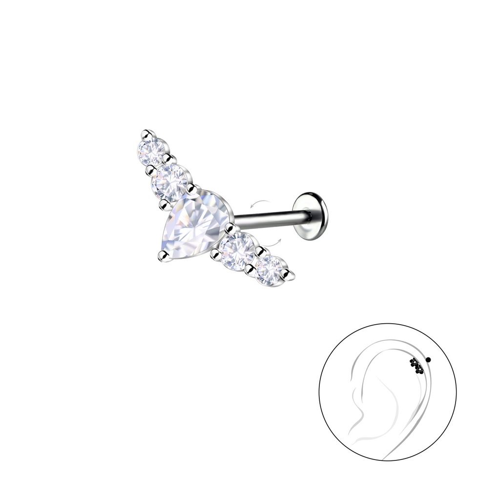 [10034759] Silver Geometric with Titanium Labret (1.2X6 mm)