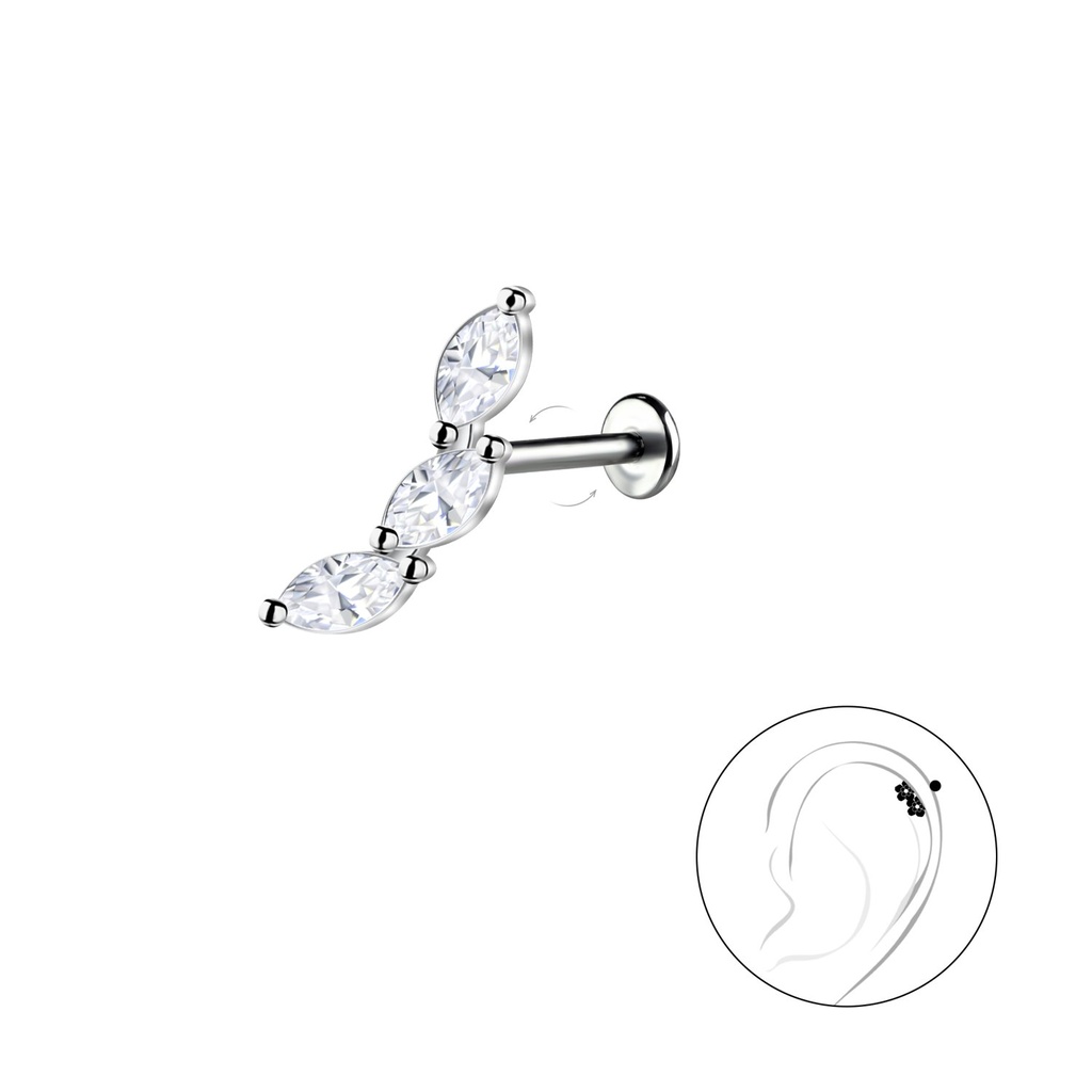 [10034613] Silver Geometric with Titanium Labret (1.2X6 mm)