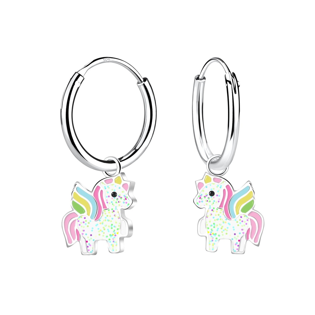 Créoles breloque licorne en argent