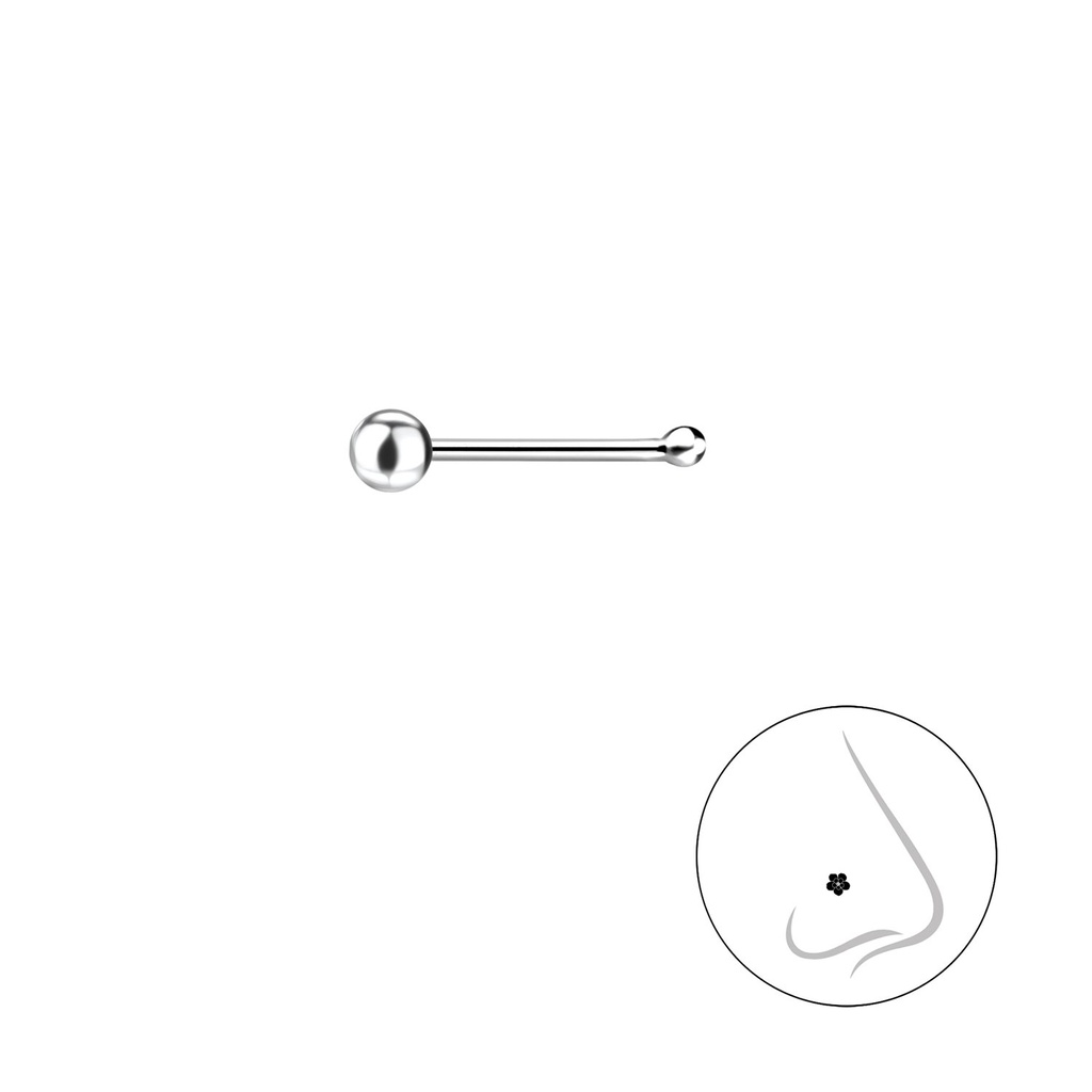 Clou de nez boule en argent 2.5 mm avec boule