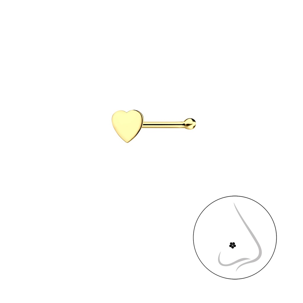 Clou de nez cœur en argent avec boule