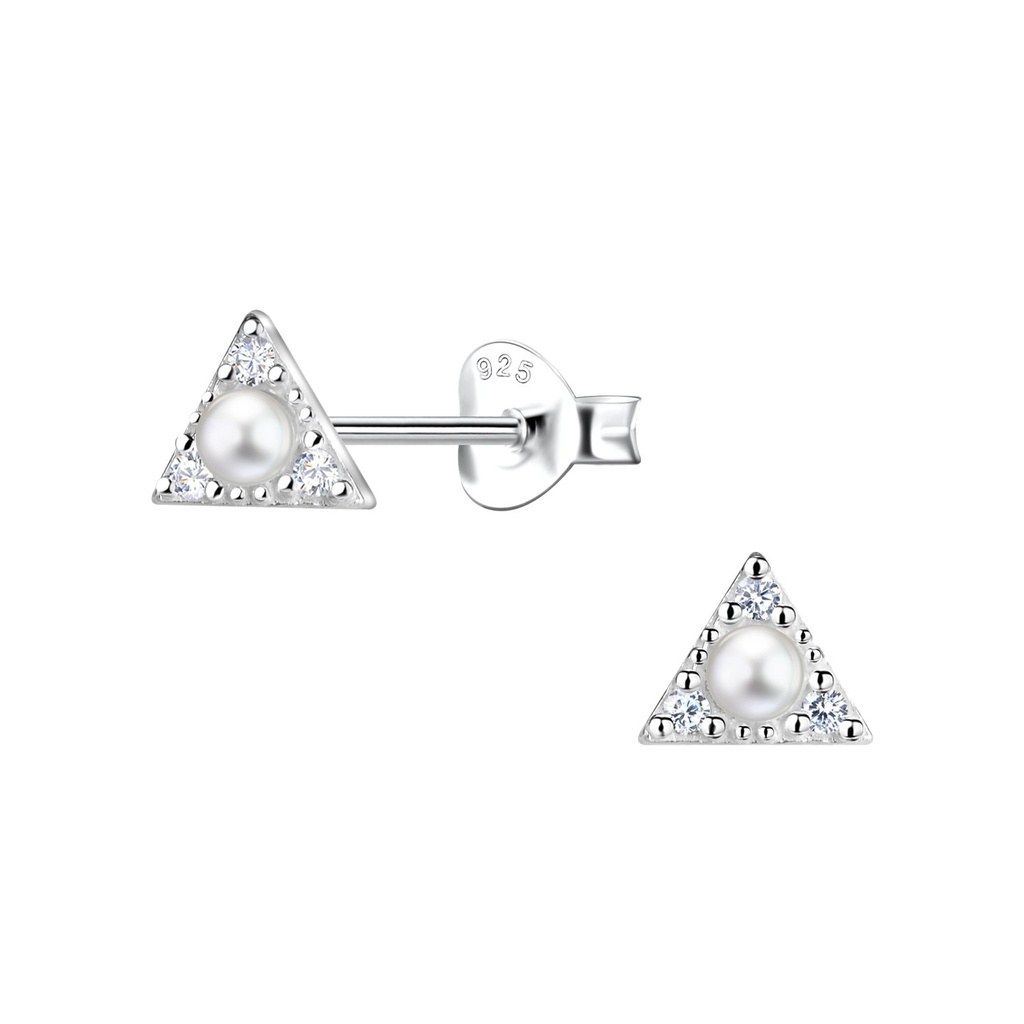 Silver Triangle Stud Earrings