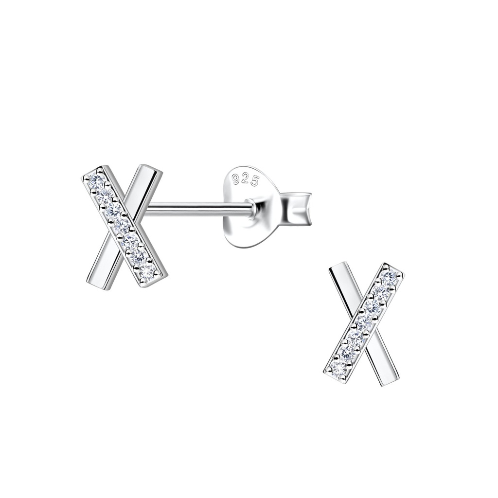 Puces d'oreilles croix en argent