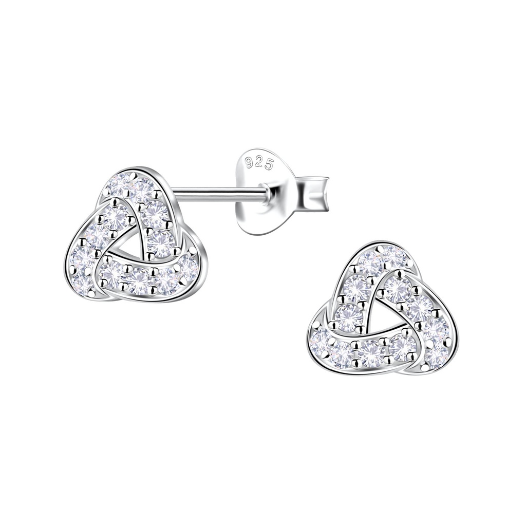 Silver Geometric Stud Earrings