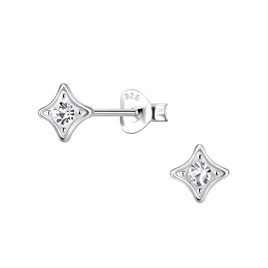 Silver Geometric Stud Earrings