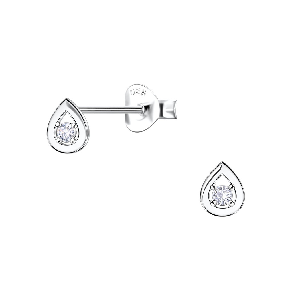 Puces d'oreilles poire en argent