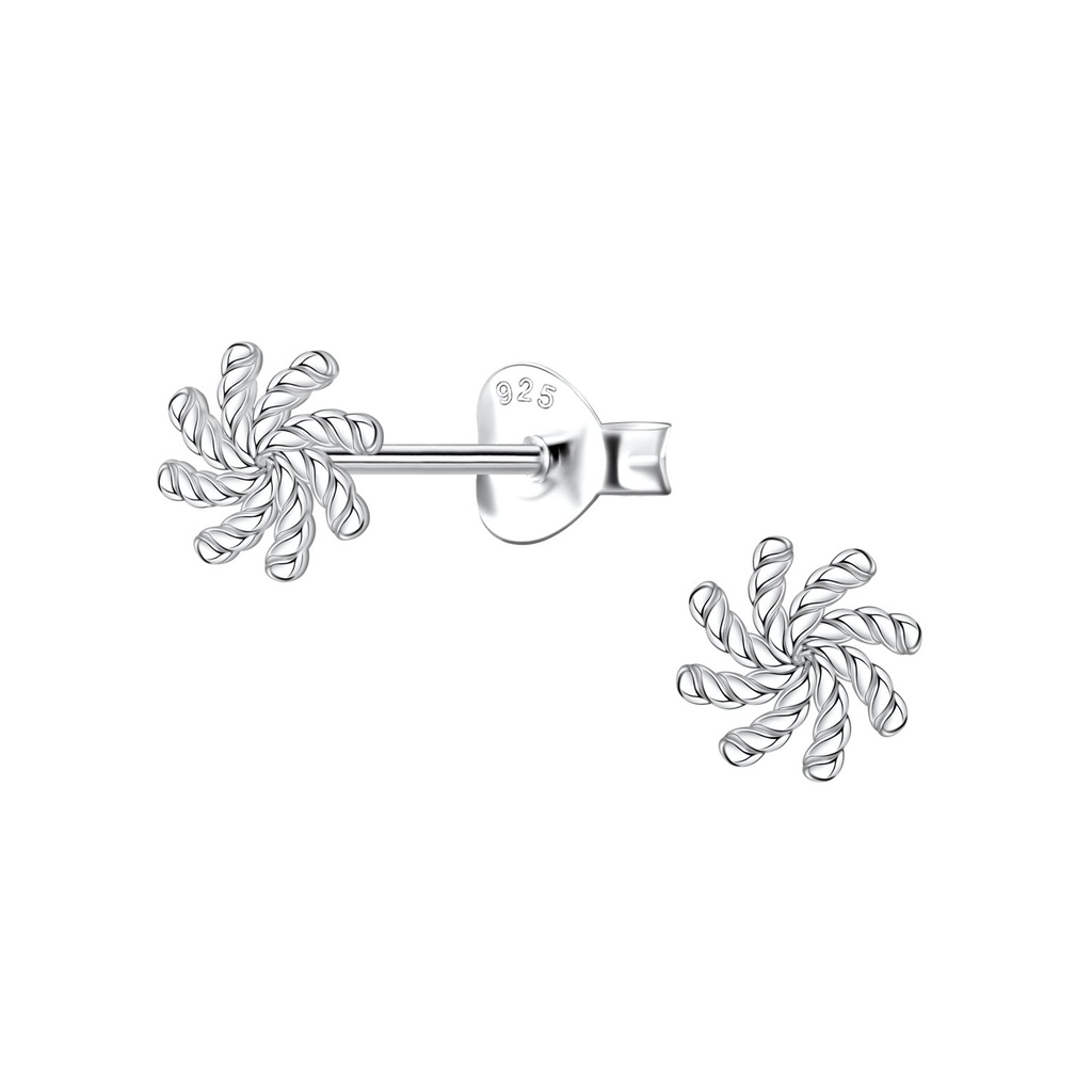 Silver Twisted Stud Earrings