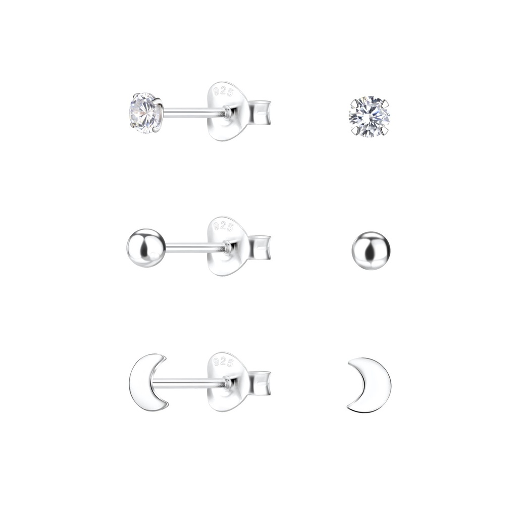 [10034022] Lot de puces d'oreilles lune en argent