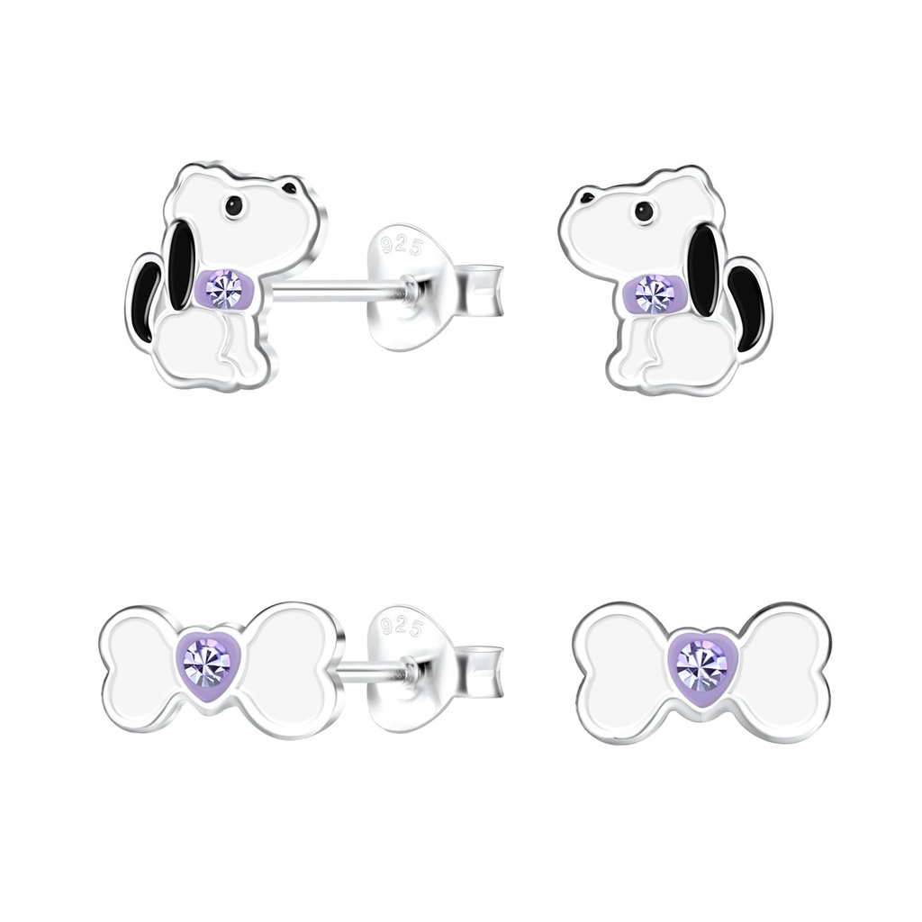 [10033974] Lot de puces d'oreilles chien en argent