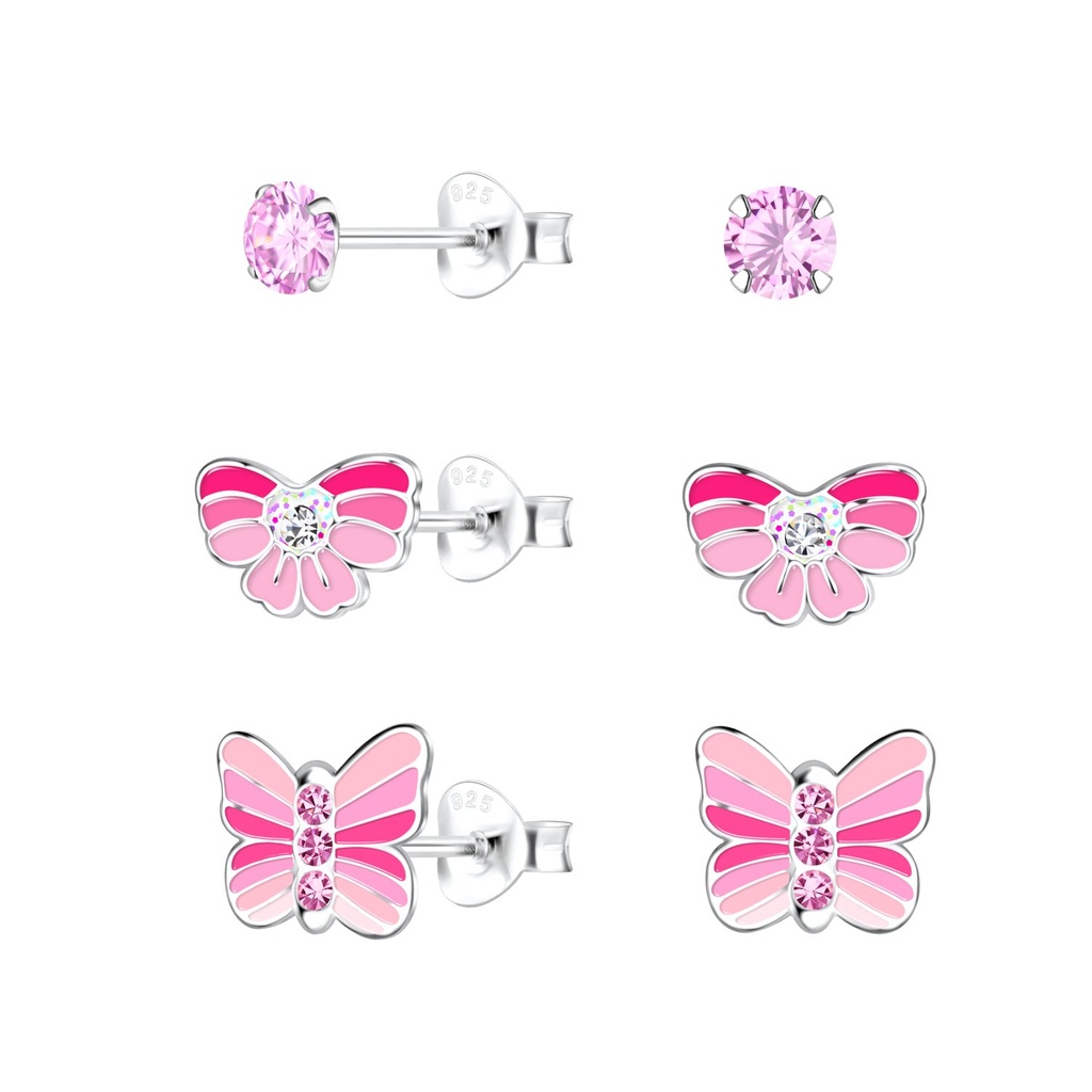 Lot de puces d'oreilles papillon en argent