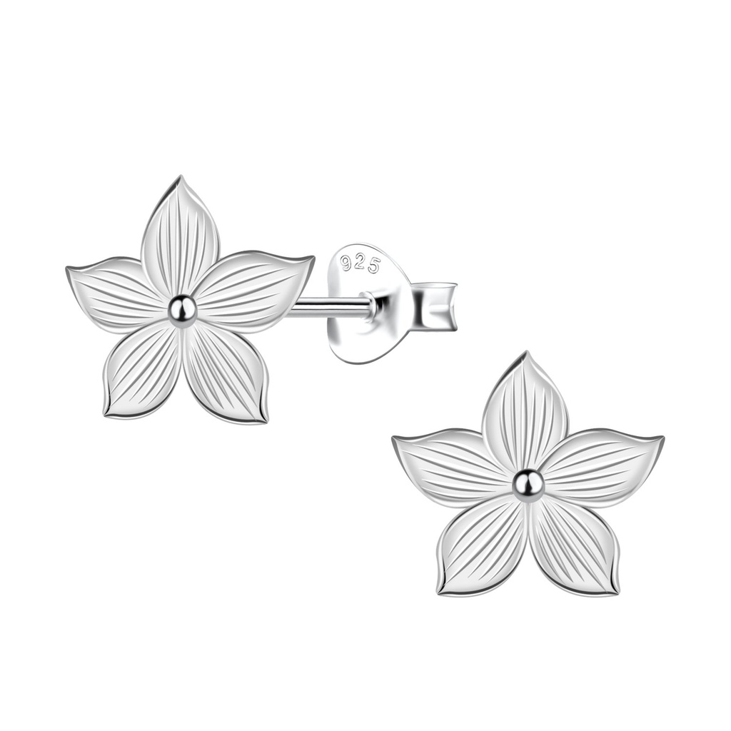 Puces d'oreilles fleur en argent