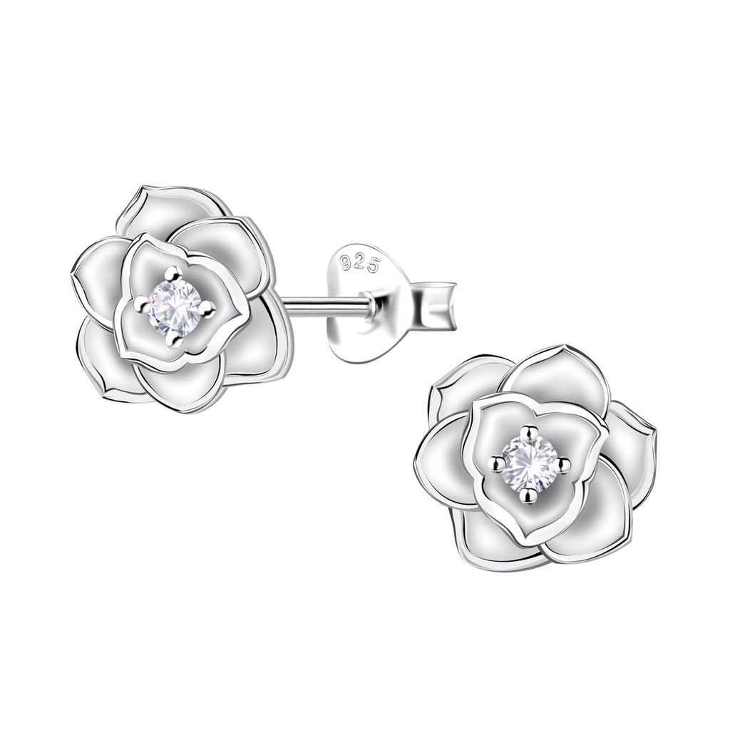 [10034380] Silver Flower Stud Earrings