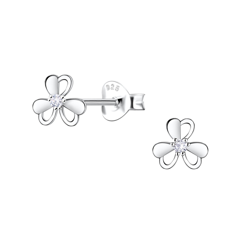 [10034415] Puces d'oreilles fleur en argent