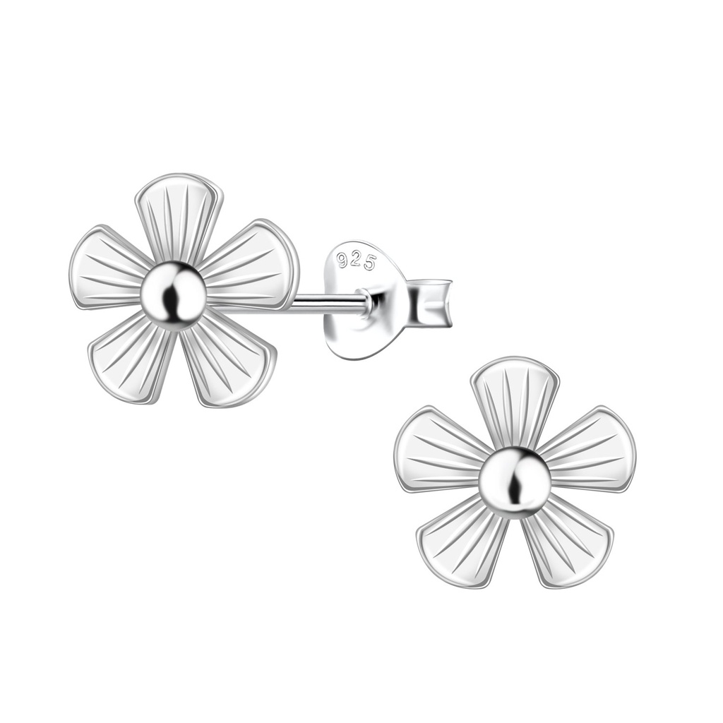 Silver Flower Stud Earrings
