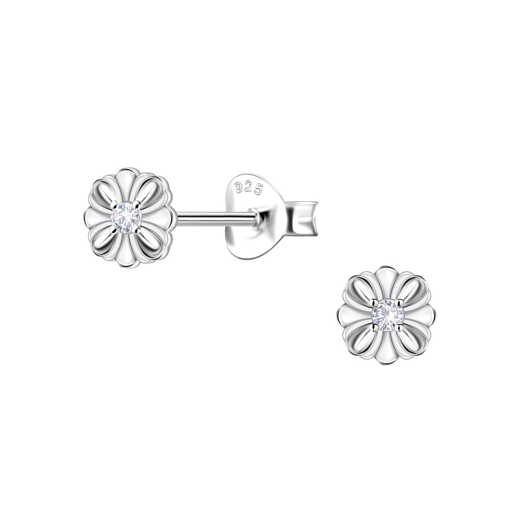 Silver Flower Stud Earrings
