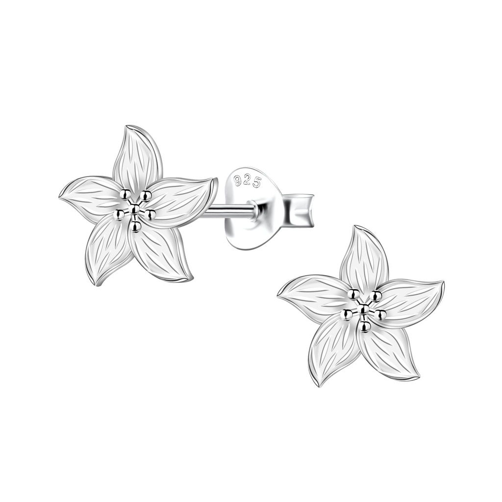 Puces d'oreilles fleur en argent