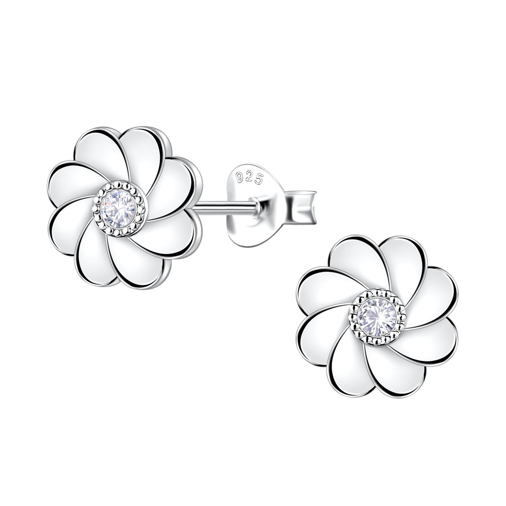 Silver Flower Stud Earrings