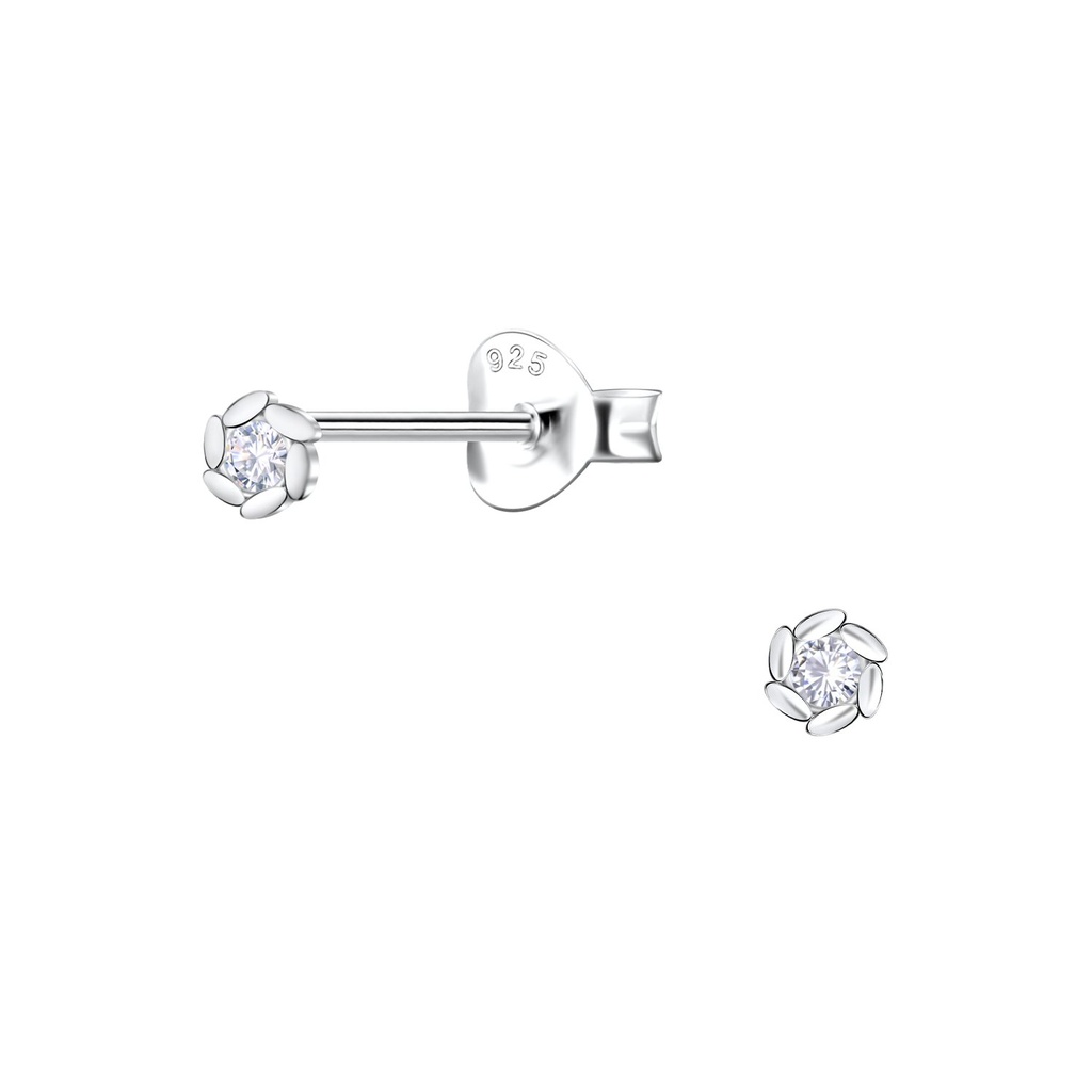 Puces d'oreilles fleur en argent