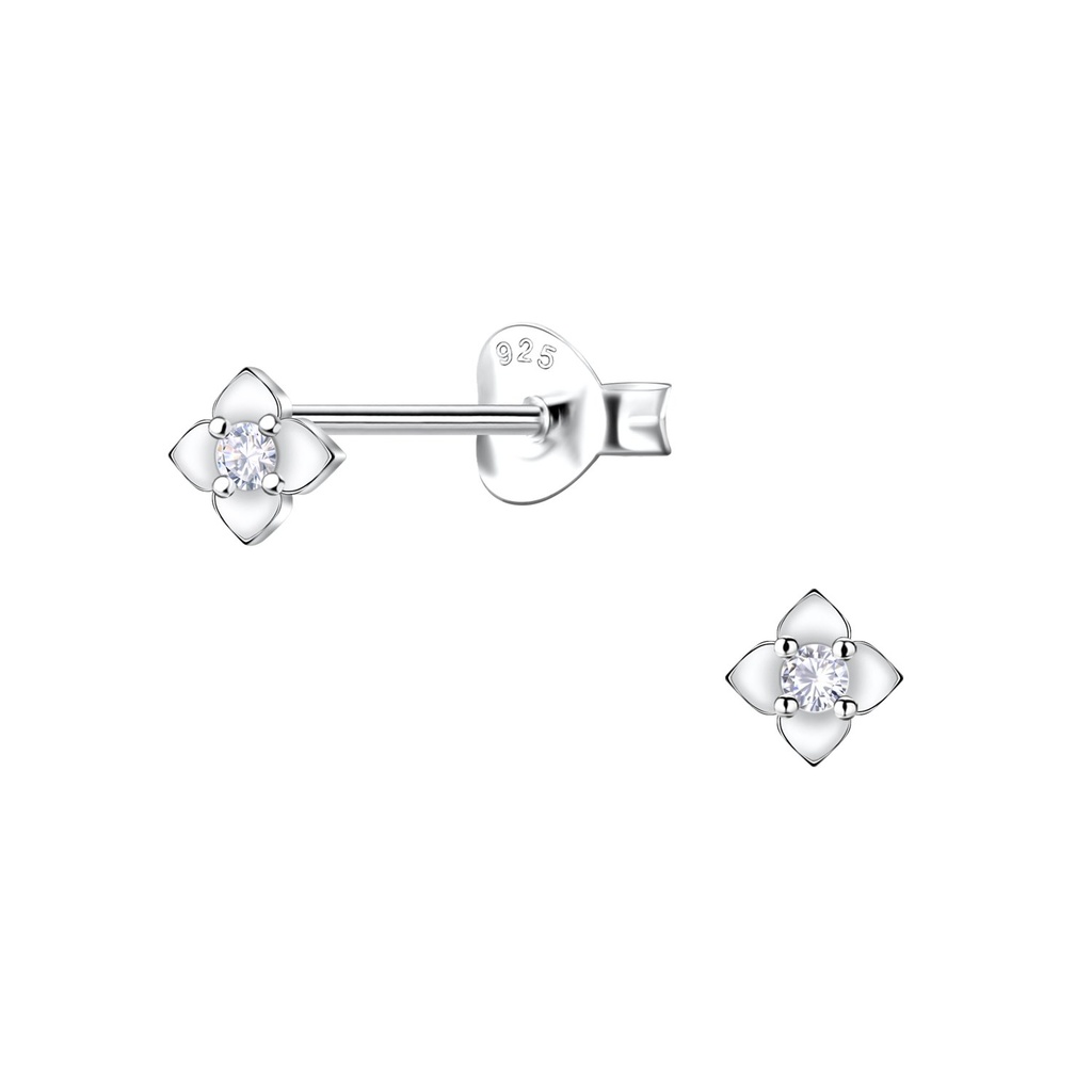 Silver Flower Stud Earrings