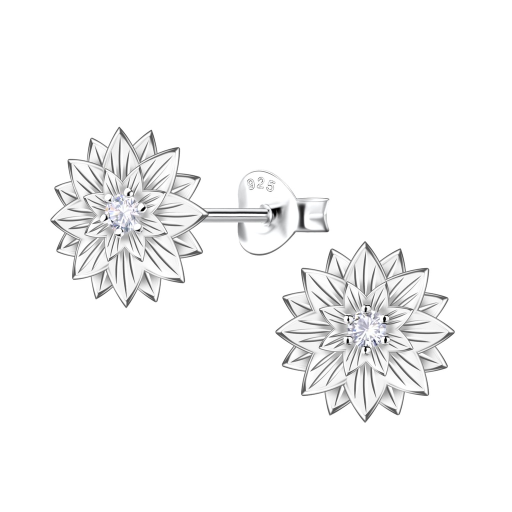 Puces d'oreilles fleur en argent