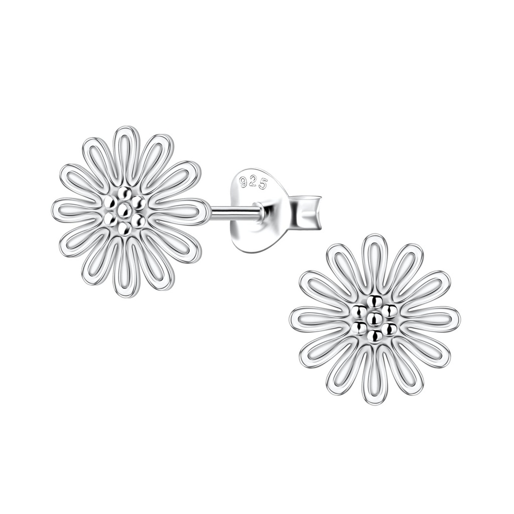 Silver Flower Stud Earrings