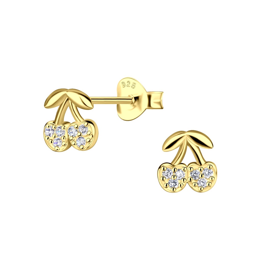 Puces d'oreilles cerise en argent
