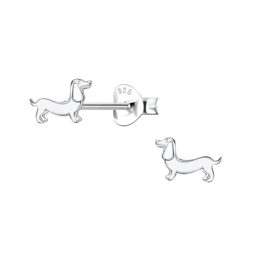 Puces d'oreilles teckel en argent
