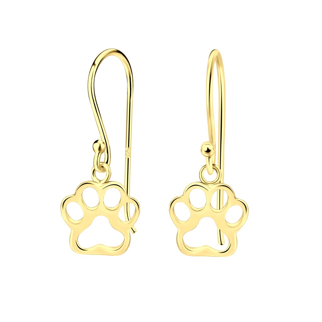 [10033382] Silver Paw Print Earrings