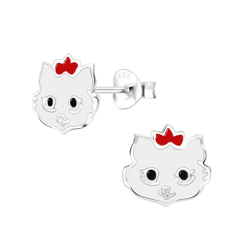 [10034541] Puces d'oreilles chat en argent