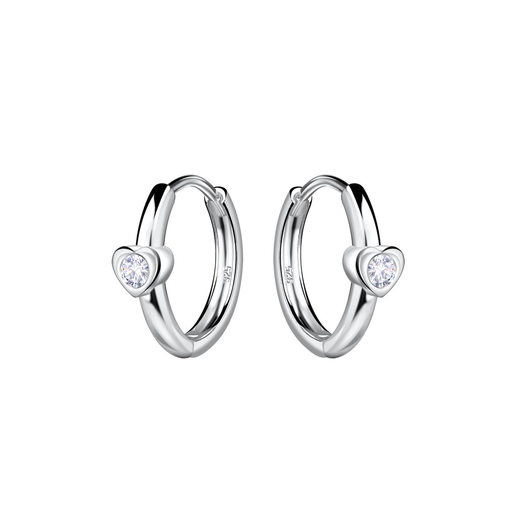 [10034433] Créoles huggie cœur en argent 11 mm