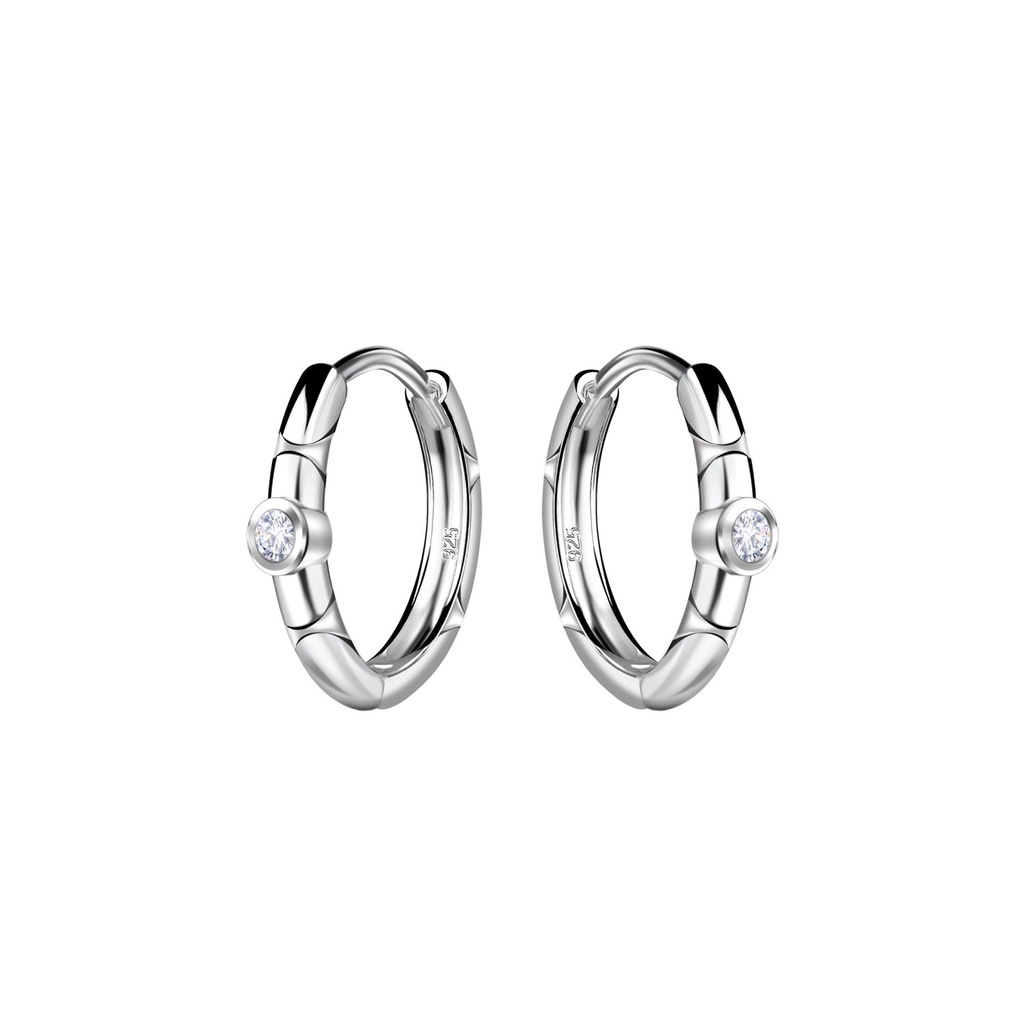 [10034431] Créoles huggie à motifs en argent 11 mm
