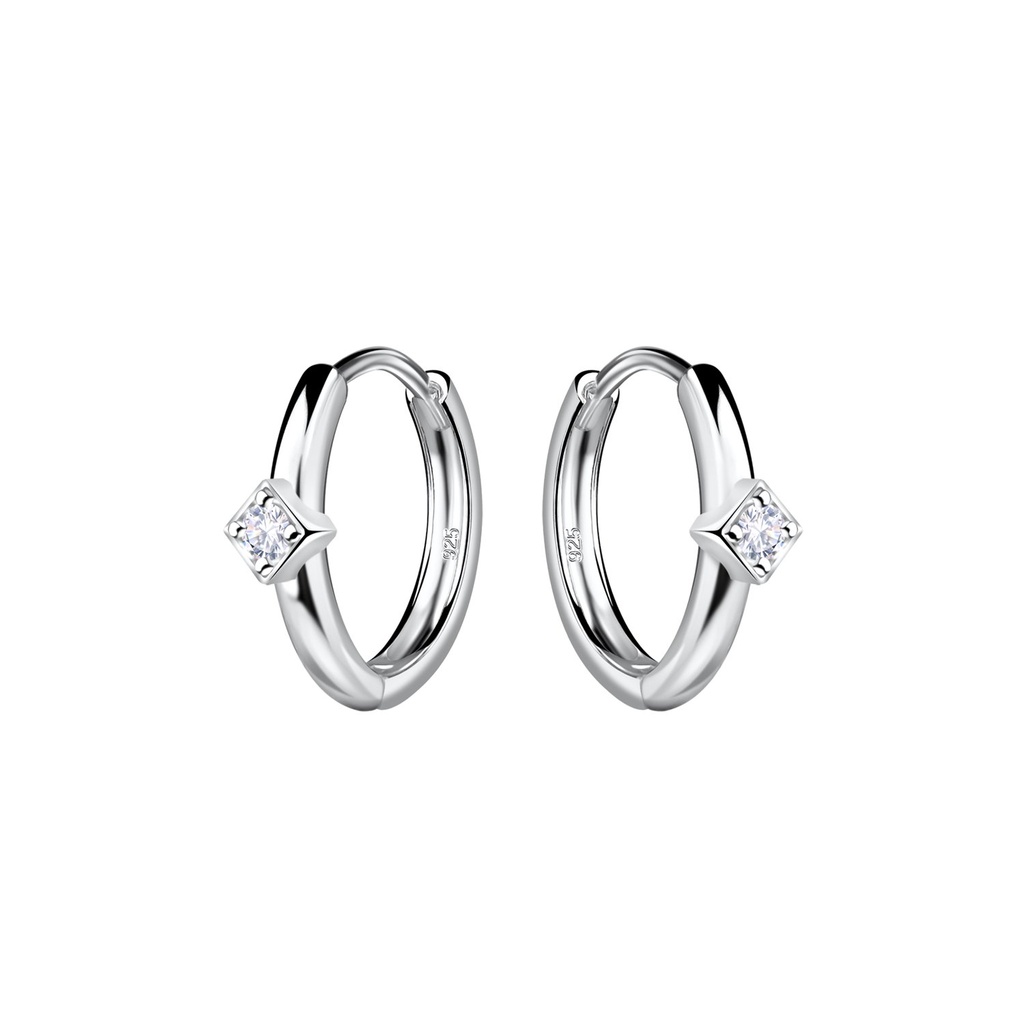 11mm Silver Square Huggie Earrings
