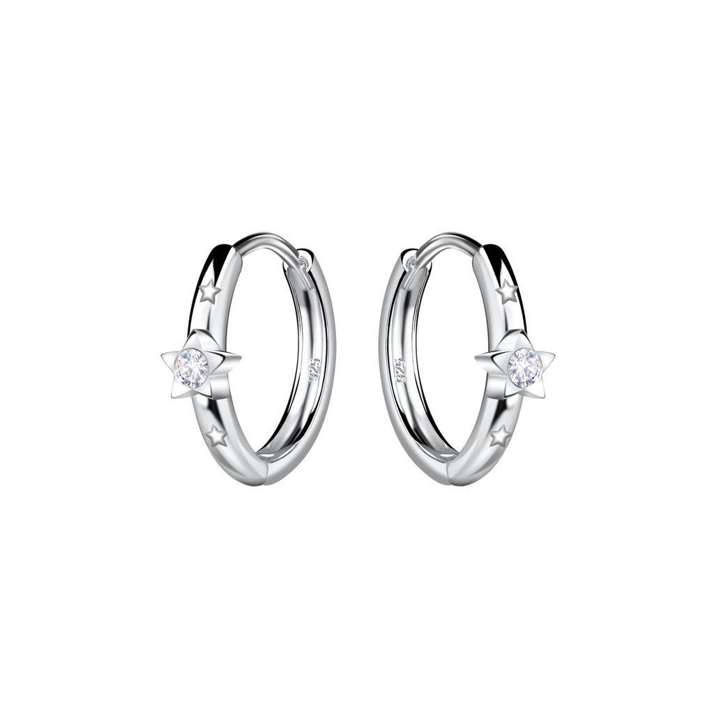 [10034435] Créoles huggie étoile en argent 11 mm