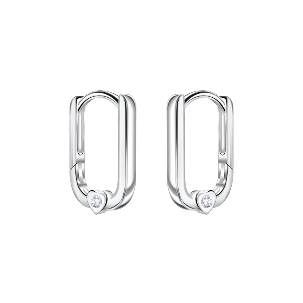 10mm Silver Heart Huggie Earrings