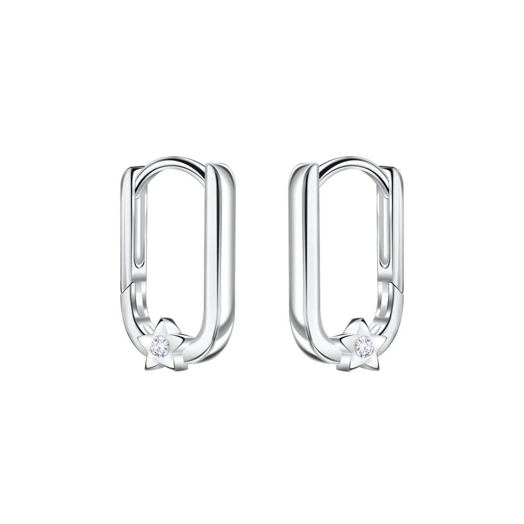 10mm Silver Star Huggie Earrings