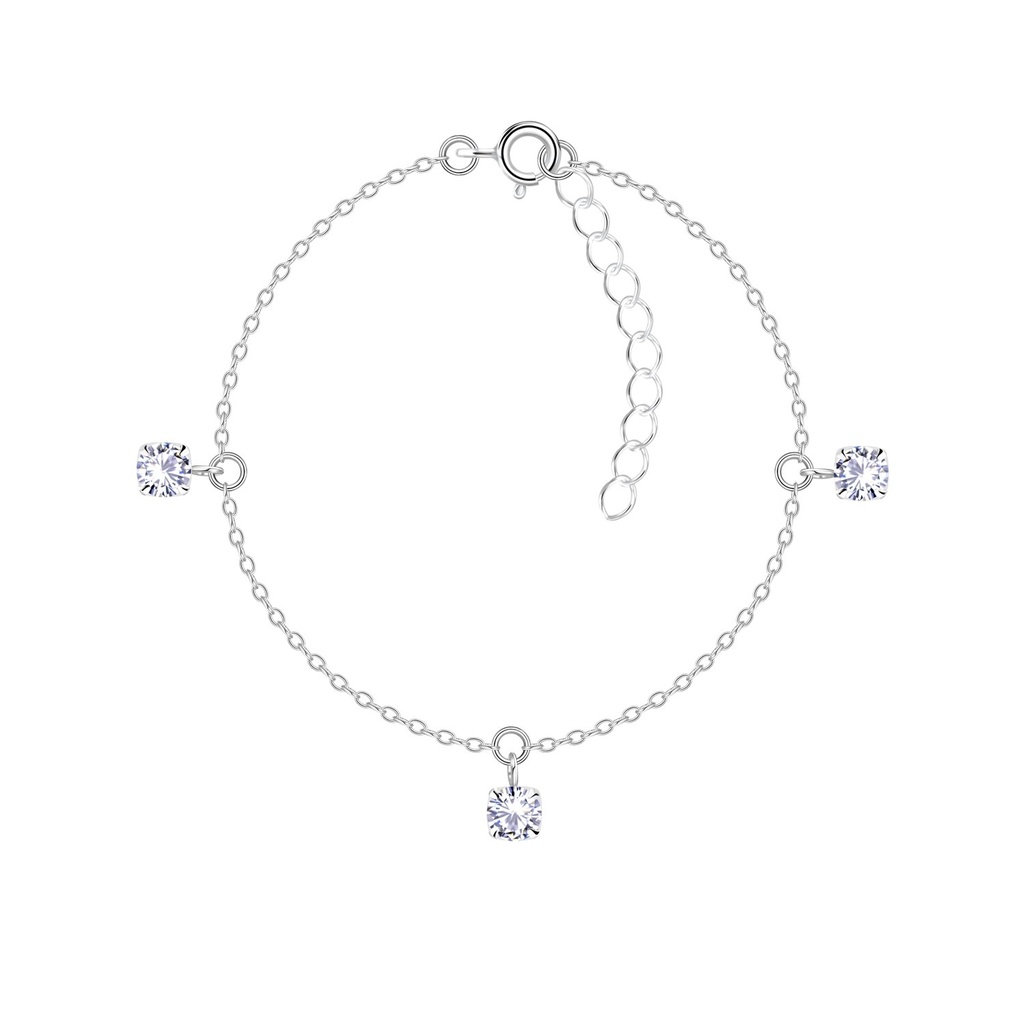 [10033918] 4mm Round Cubic Zirconia Silver Bracelet