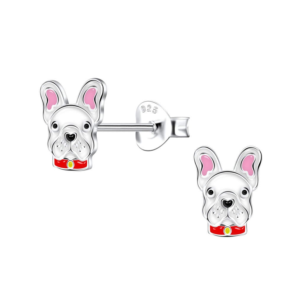 Silver French Bulldog Stud Earrings