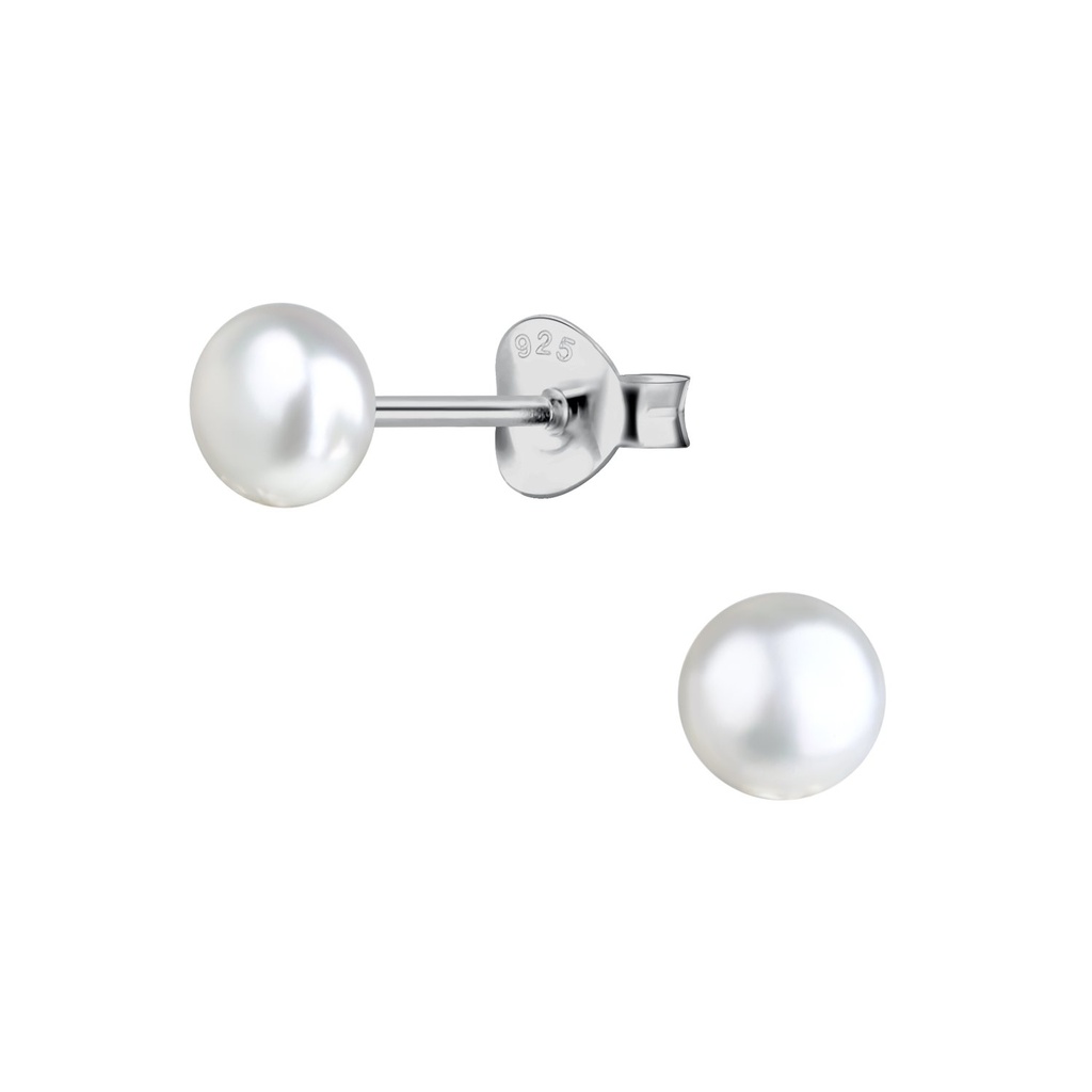 [10033863] Puces d'oreilles perle d'eau douce en argent 5 mm