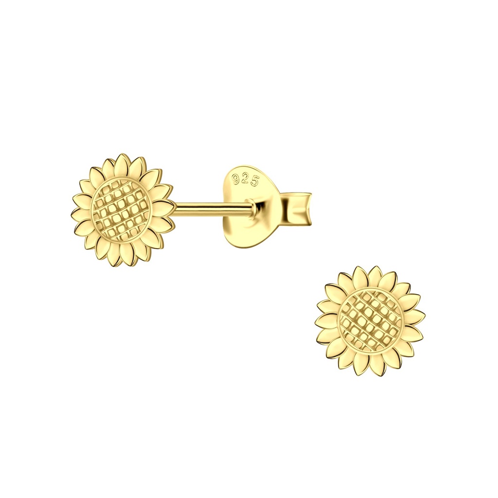 Silver Sunflower Stud Earrings