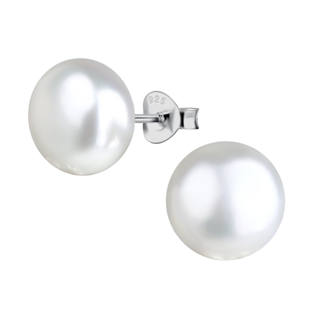 Puces d'oreilles perle d'eau douce en argent 10 mm