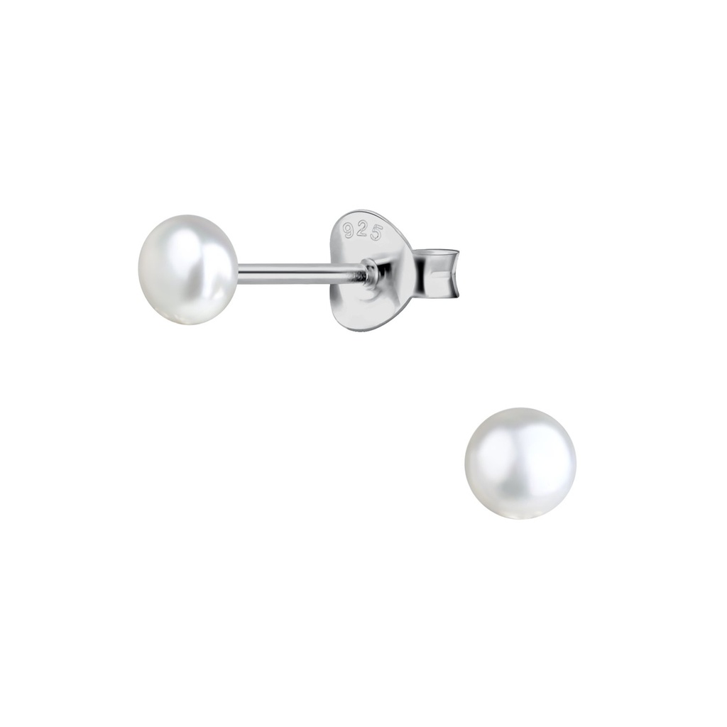 [10033877] 4mm Fresh Water Pearl Silver Stud Earrings