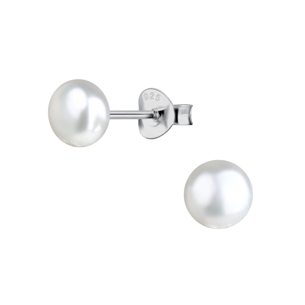 [10033882] Puces d'oreilles perle d'eau douce en argent 6 mm