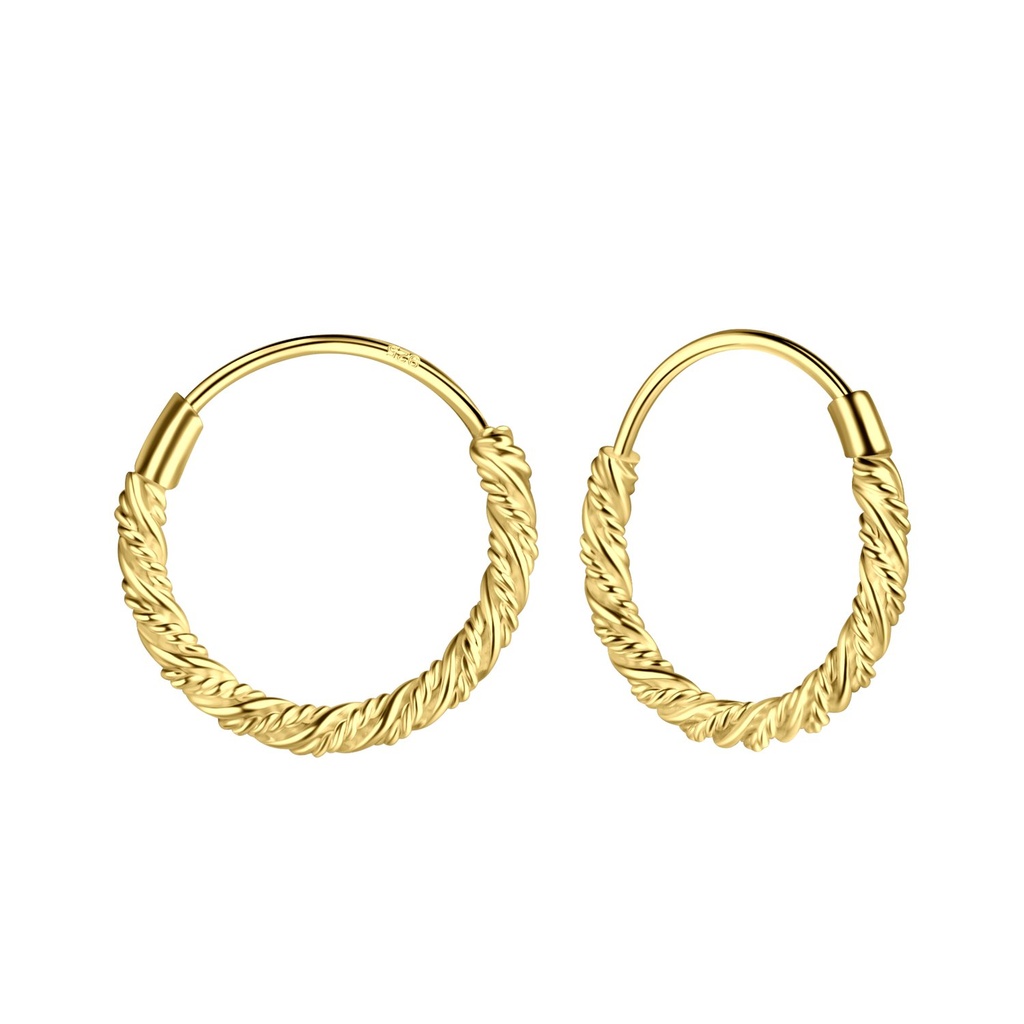 14mm Silver Twisted Hoop Earrings