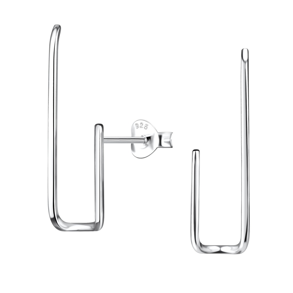 Silver Geometric Stud Earrings