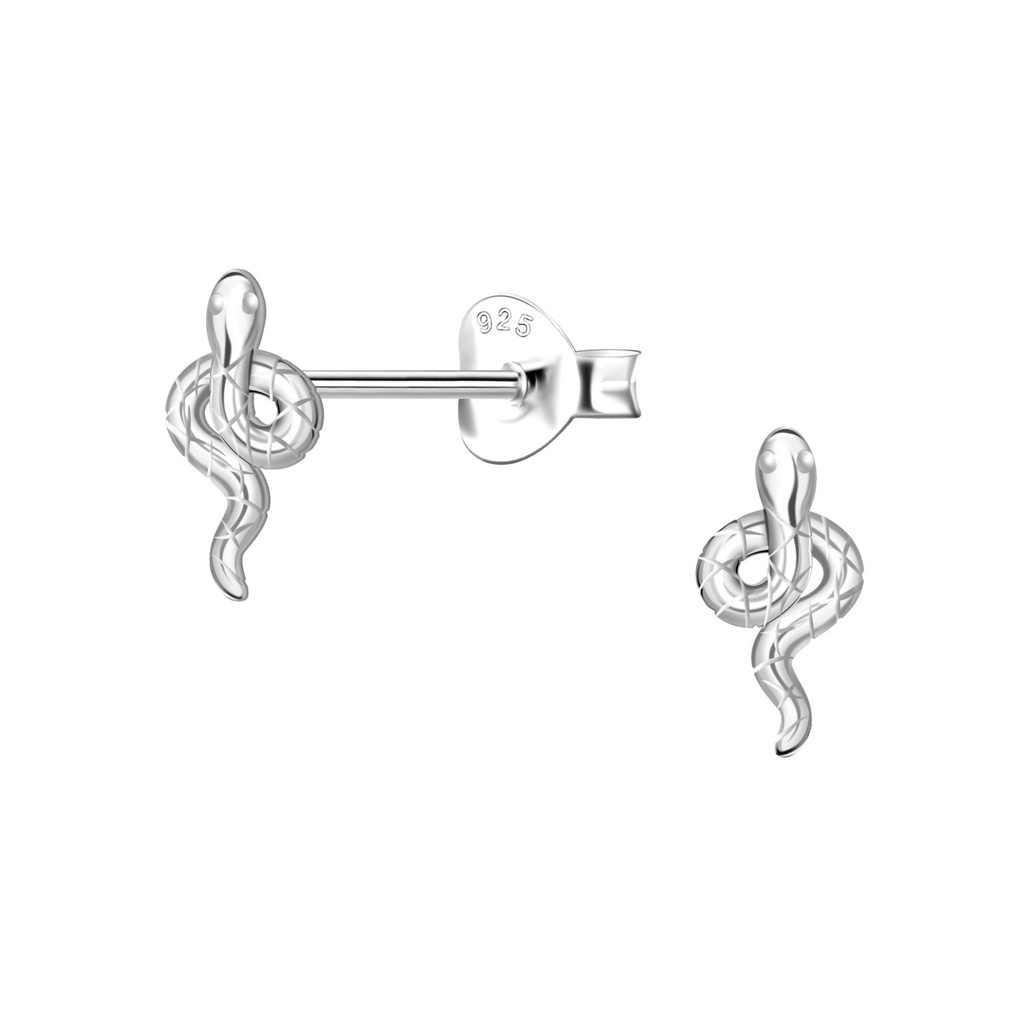 Silver Snake Stud Earrings