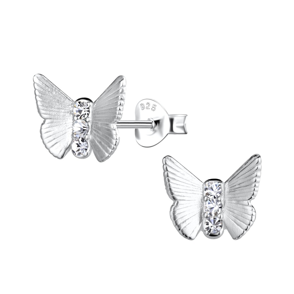 [10033602] Silver Butterfly Stud Earrings
