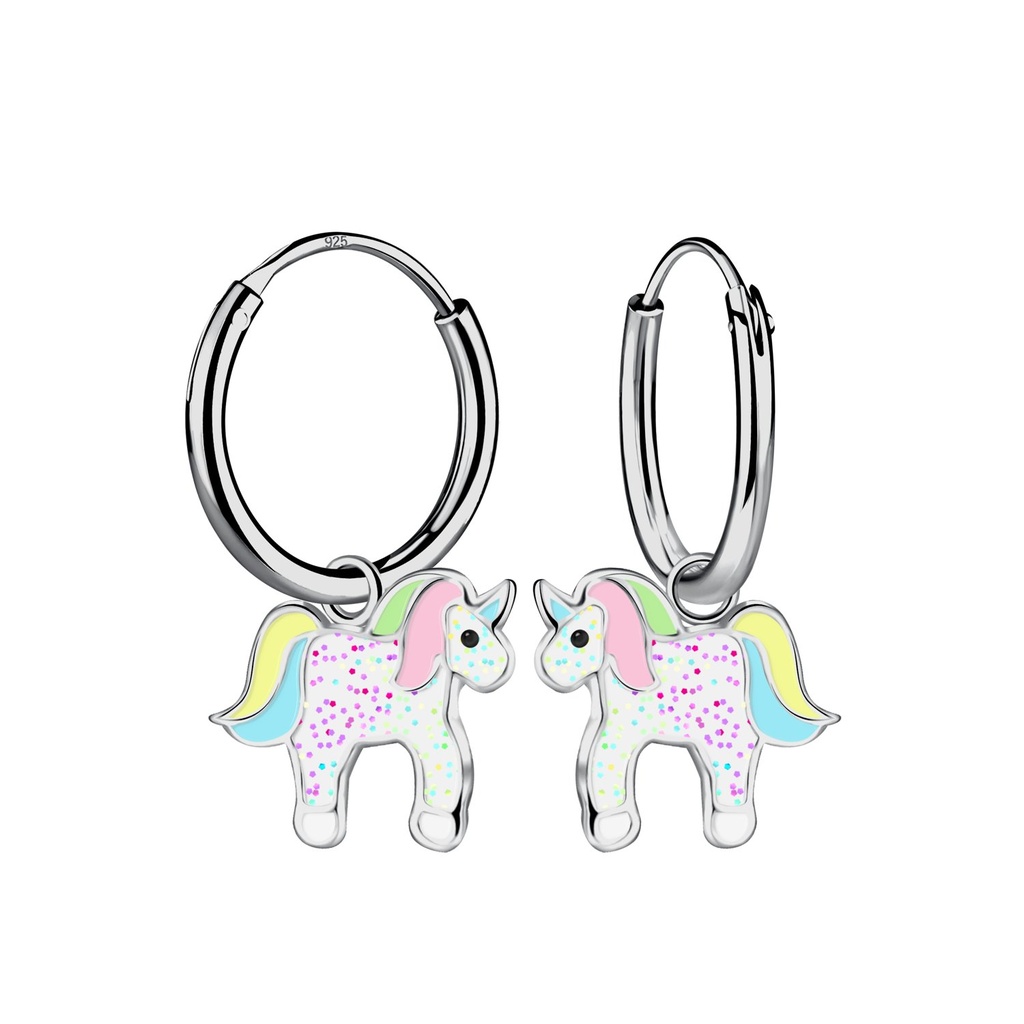 Créoles breloque licorne en argent