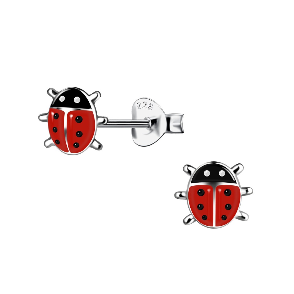 Puces d'oreilles coccinelle en argent